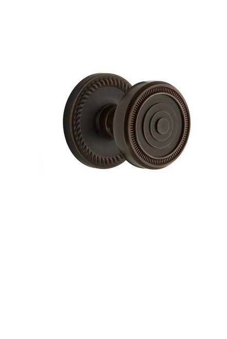 Grandeur Hardware - Newport Plate Passage with Soleil Knob in Timeless Bronze - NEWSOL - 808009