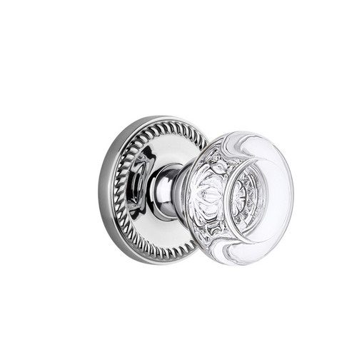 Grandeur Hardware - Newport Plate Privacy with Bordeaux Crystal Knob in Bright Chrome - NEWBOR - 814630