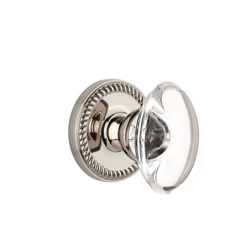 Grandeur Hardware - Newport Plate Privacy with Provence Crystal Knob in Polished Nickel - NEWPRO - 814717
