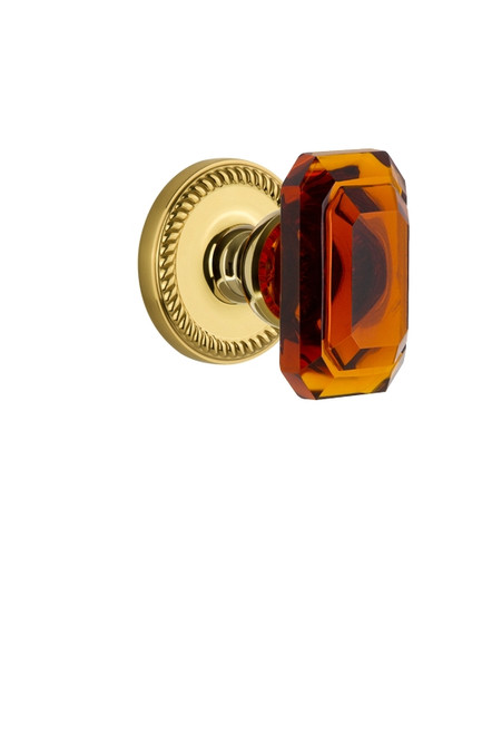 Grandeur Hardware - Newport Rosette Dummy with Baguette Crystal Knob in Polished Brass - NEWBCC - 828116