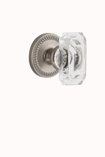 Grandeur Hardware - Newport Rosette Passage with Baguette Crystal Knob in Satin Nickel - NEWBCC - 827926