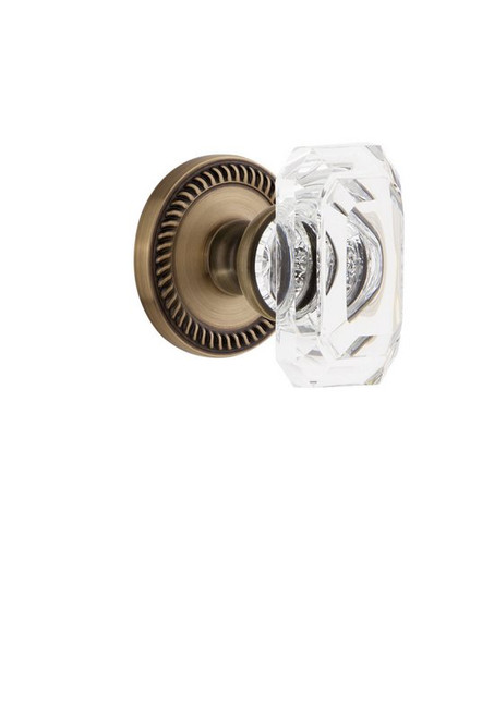 Grandeur Hardware - Newport Rosette Passage with Baguette Crystal Knob in Vintage Brass - NEWBCC - 827920