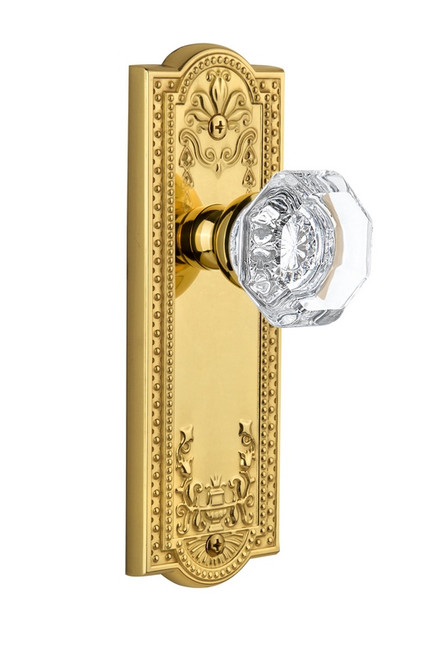 Grandeur Hardware - Parthenon Plate Double Dummy with Chambord Knob in Lifetime Brass - PARCHM - 824516