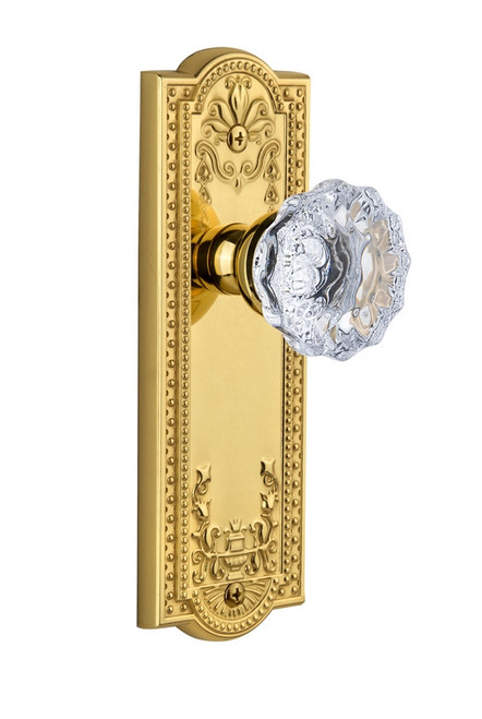 Grandeur Hardware - Parthenon Plate Double Dummy with Fontainebleau Knob in Polished Brass - PARFON - 821721