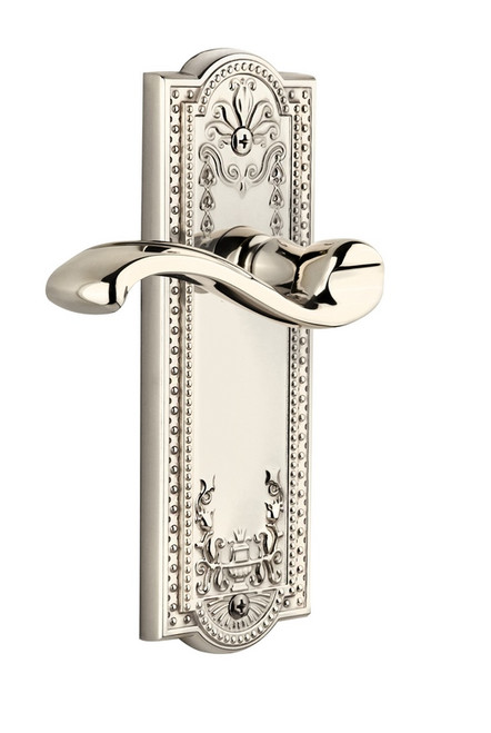 Grandeur Hardware - Parthenon Plate Double Dummy with Portofino Lever in Polished Nickel - PARPRT - 800267