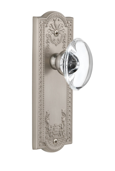 Grandeur Hardware - Parthenon Plate Double Dummy with Provence knob in Satin Nickel - PARPRO - 810454