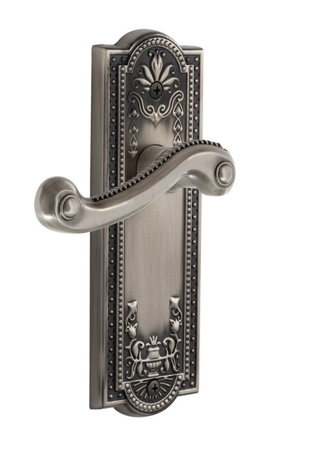 Grandeur Hardware - Parthenon Plate Dummy with Newport Lever in Antique Pewter - PARNEW - 807264