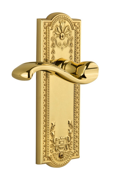 Grandeur Hardware - Parthenon Plate Dummy with Portofino Lever in Polished Brass - PARPRT - 822883