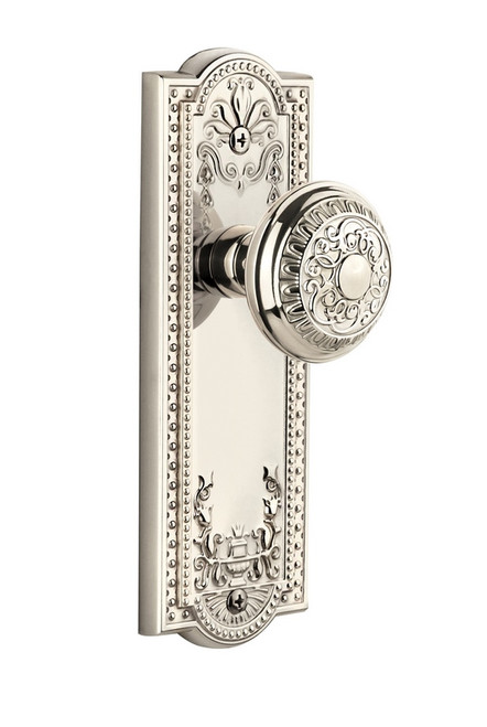 Grandeur Hardware - Parthenon Plate Dummy with Windsor Knob in Polished Nickel - PARWIN - 800846