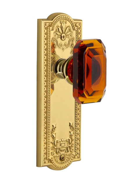 Grandeur Hardware - Parthenon Plate Passage with Baguette Crystal Knob in Lifetime Brass - PARBCA - 827935