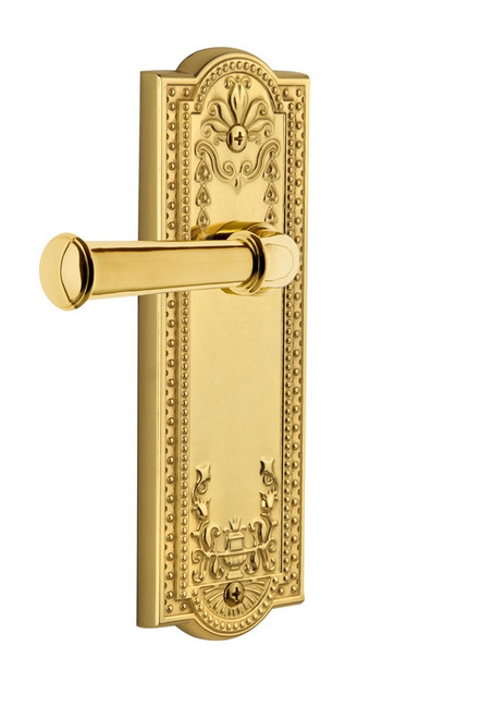 Grandeur Hardware - Parthenon Plate Passage with Georgetown Lever in Lifetime Brass - PARGEO - 813292