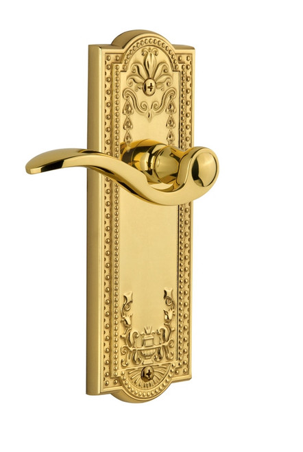 Grandeur Hardware - Parthenon Plate Privacy with Bellagio Lever in Polished Brass - PARBEL - 821349