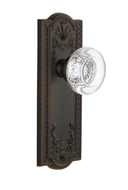 Grandeur Hardware - Parthenon Plate Privacy with Bordeaux Knob in Timeless Bronze - PARBOR - 810158