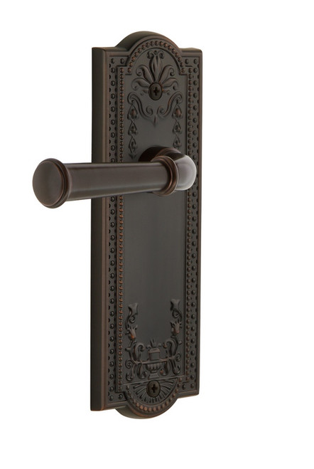 Grandeur Hardware - Parthenon Plate Privacy with Georgetown Lever in Timeless Bronze - PARGEO - 814818