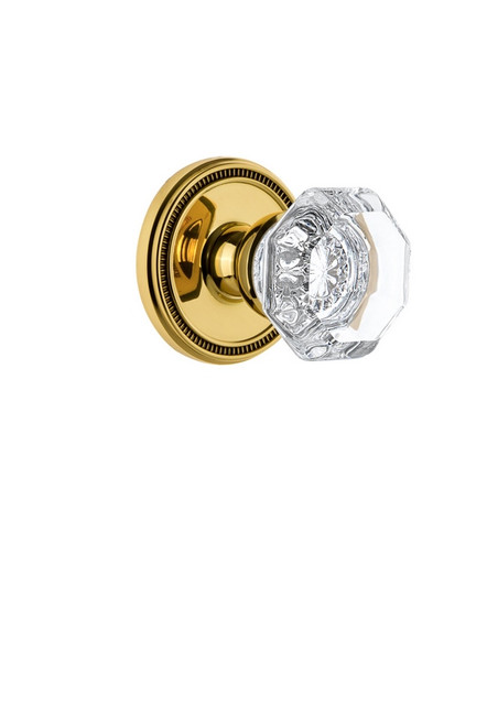 Grandeur Hardware - Soleil Rosette Double Dummy with Chambord Crystal Knob in Lifetime Brass - SOLCHM - 809585