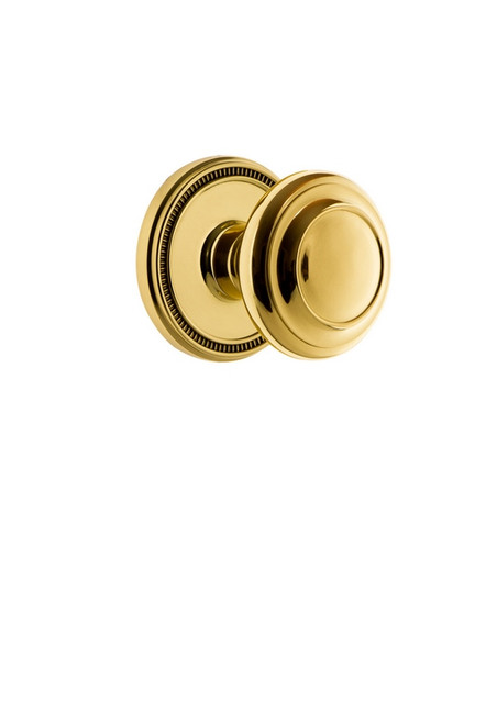 Grandeur Hardware - Soleil Rosette Double Dummy with Circulaire Knob in Polished Brass - SOLCIR - 809637