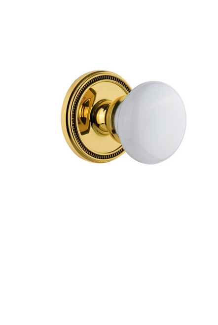 Grandeur Hardware - Soleil Rosette Double Dummy with Hyde Park Knob in Polished Brass - SOLHYD - 809539