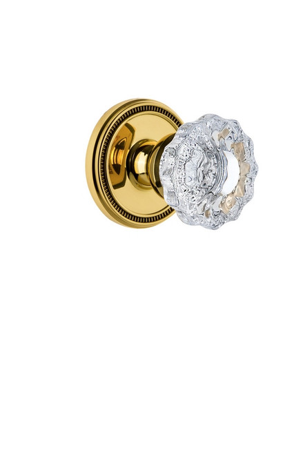 Grandeur Hardware - Soleil Rosette Double Dummy with Versailles Crystal Knob in Lifetime Brass - SOLVER - 809599