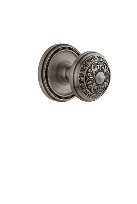 Grandeur Hardware - Soleil Rosette Double Dummy with Windsor Knob in Antique Pewter - SOLWIN - 809566