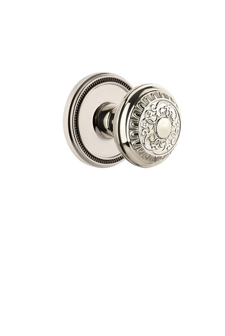 Grandeur Hardware - Soleil Rosette Double Dummy with Windsor Knob in Polished Nickel - SOLWIN - 809572