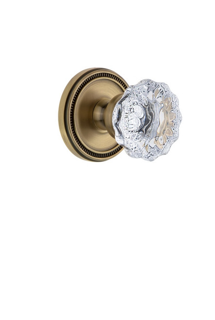 Grandeur Hardware - Soleil Rosette Dummy with Fontainebleau Crystal Knob in Vintage Brass - SOLFON - 809465