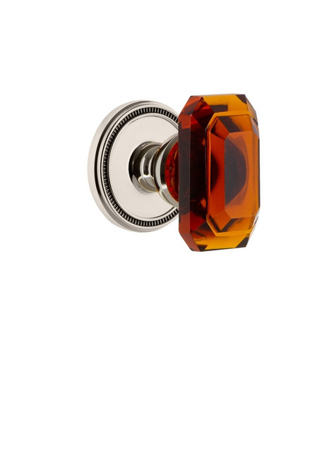 Grandeur Hardware - Soleil Rosette Passage with Baguette Crystal Knob in Polished Nickel - SOLBCA - 827977