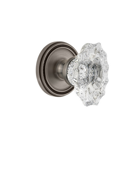 Grandeur Hardware - Soleil Rosette Passage with Biarritz Crystal Knob in Antique Pewter - SOLBIA - 809172