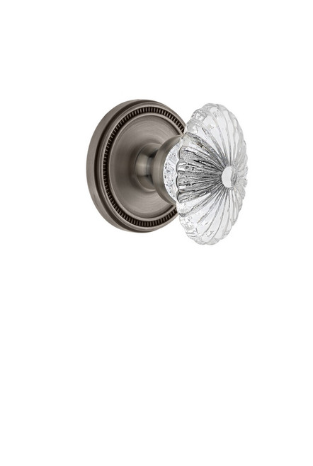 Grandeur Hardware - Soleil Rosette Passage with Burgundy Crystal Knob in Antique Pewter - SOLBUR - 813504