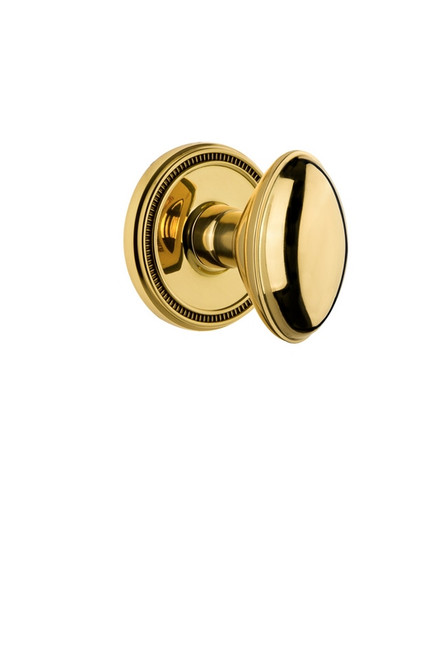 Grandeur Hardware - Soleil Rosette Passage with Eden Prairie Knob in Lifetime Brass - SOLEDN - 813526