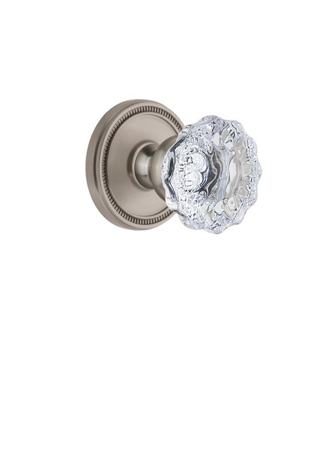 Grandeur Hardware - Soleil Rosette Passage with Fontainebleau Crystal Knob in Satin Nickel - SOLFON - 813543