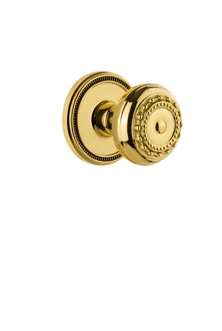 Grandeur Hardware - Soleil Rosette Passage with Parthenon Knob in Lifetime Brass - SOLPAR - 813561