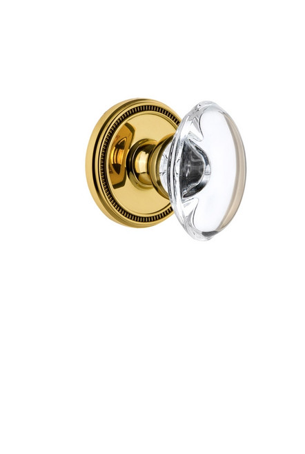 Grandeur Hardware - Soleil Rosette Passage with Provence Crystal Knob in Lifetime Brass - SOLPRO - 809170