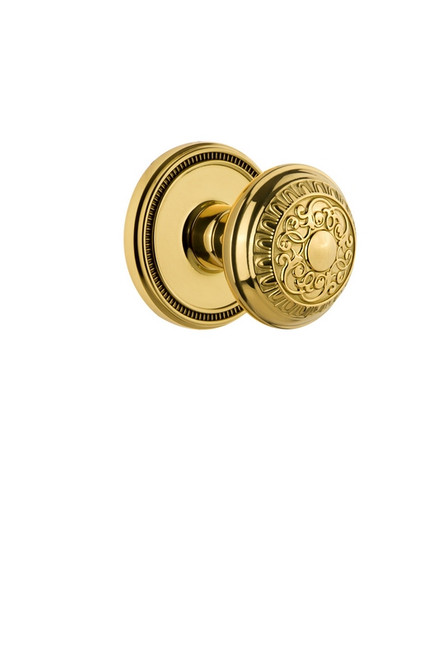 Grandeur Hardware - Soleil Rosette Passage with Windsor Knob in Polished Brass - SOLWIN - 813590