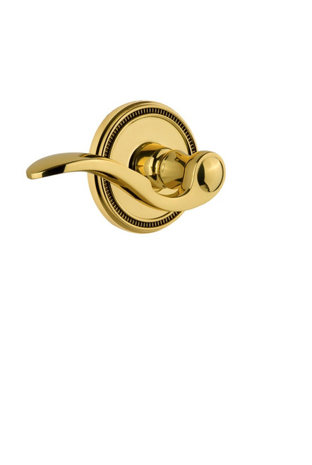 Grandeur Hardware - Soleil Rosette Privacy with Bellagio Lever in Polished Brass - SOLBEL - 809679