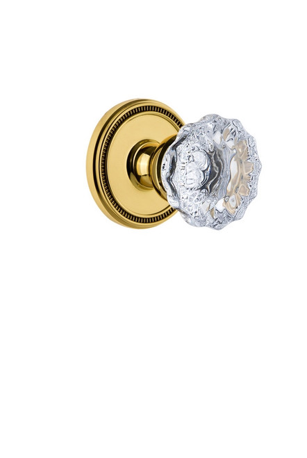 Grandeur Hardware - Soleil Rosette Privacy with Fontainebleau Crystal Knob in Lifetime Brass - SOLFON - 820729