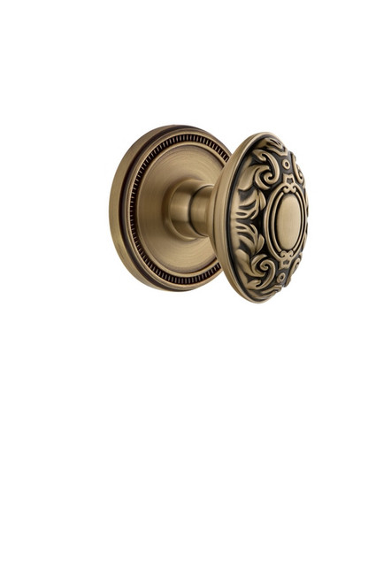 Grandeur Hardware - Soleil Rosette Privacy with Grande Victorian Knob in Vintage Brass - SOLGVC - 820787