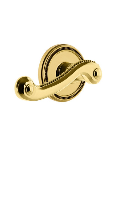 Grandeur Hardware - Soleil Rosette Privacy with Newport Lever in Polished Brass - SOLNEW - 820946