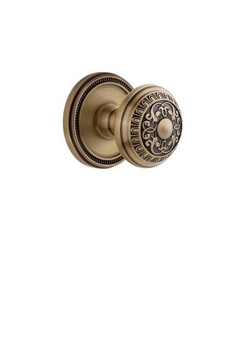 Grandeur Hardware - Soleil Rosette Privacy with Windsor Knob in Vintage Brass - SOLWIN - 820897