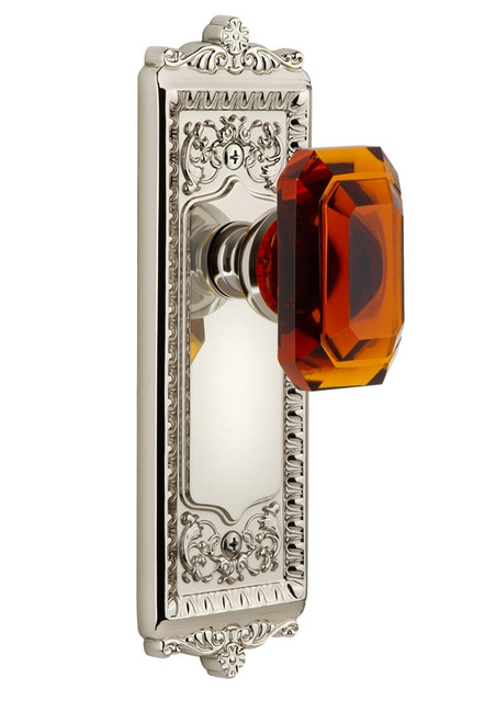 Grandeur Hardware - Windsor Plate Double Dummy with Baguette Crystal Knob in Polished Nickel - WINBCA - 828299