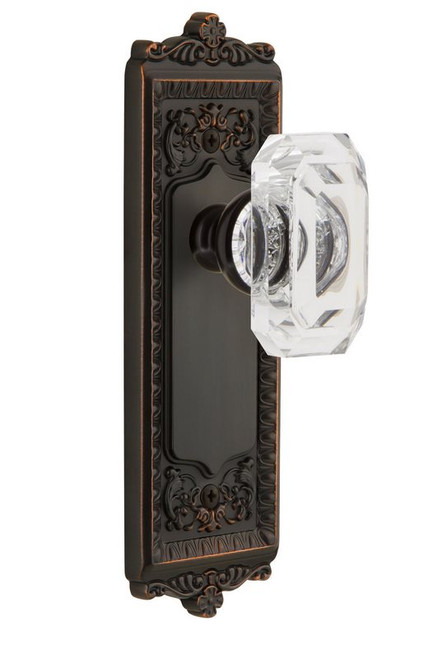 Grandeur Hardware - Windsor Plate Double Dummy with Baguette Crystal Knob in Timeless Bronze - WINBCC - 828304