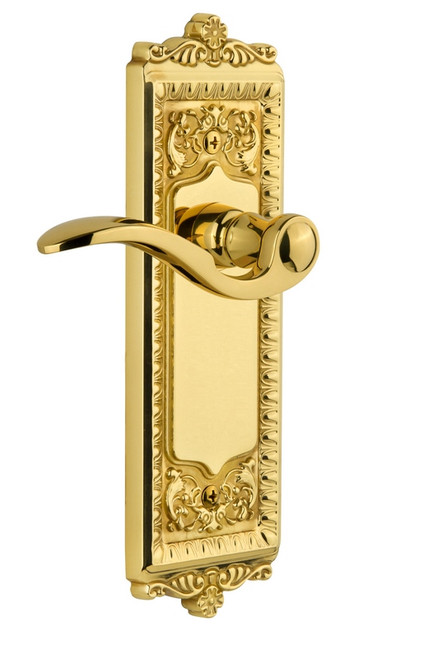 Grandeur Hardware - Windsor Plate Double Dummy with Bellagio Lever in Polished Brass - WINBEL - 821741