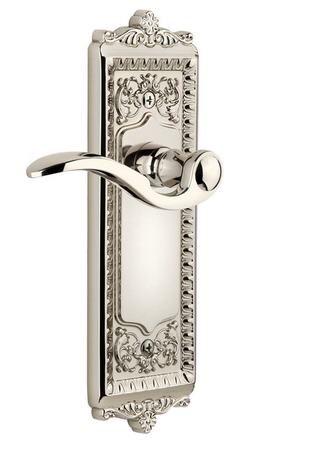 Grandeur Hardware - Windsor Plate Double Dummy with Bellagio Lever in Polished Nickel - WINBEL - 800270