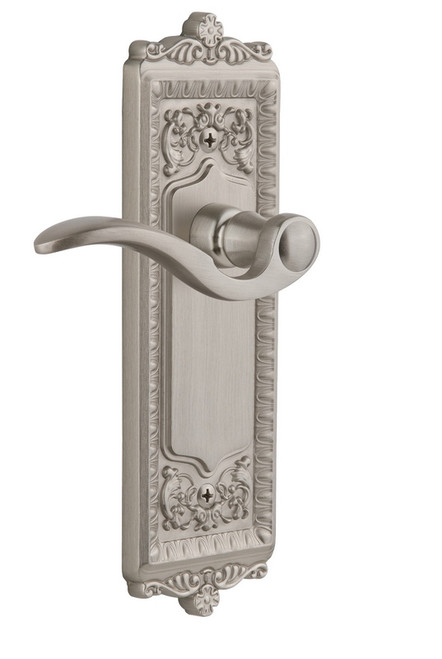 Grandeur Hardware - Windsor Plate Double Dummy with Bellagio Lever in Satin Nickel - WINBEL - 821740