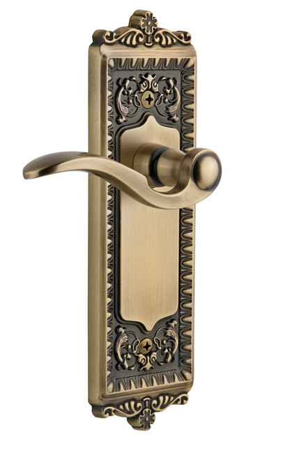 Grandeur Hardware - Windsor Plate Double Dummy with Bellagio Lever in Vintage Brass - WINBEL - 821738