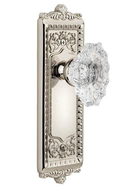 Grandeur Hardware - Windsor Plate Double Dummy with Biarritz Crystal Knob in Polished Nickel - WINBIA - 800584