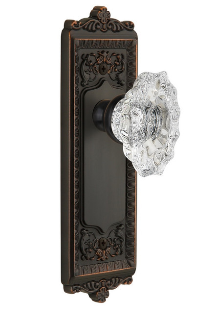 Grandeur Hardware - Windsor Plate Double Dummy with Biarritz Crystal Knob in Timeless Bronze - WINBIA - 800581