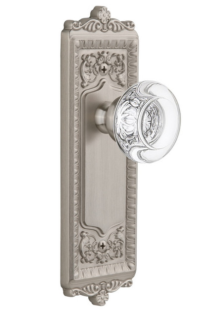 Grandeur Hardware - Windsor Plate Double Dummy with Bordeaux Knob in Satin Nickel - WINBOR - 810125