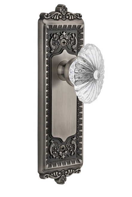 Grandeur Hardware - Windsor Plate Double Dummy with Burgundy Knob in Antique Pewter - WINBUR - 810289