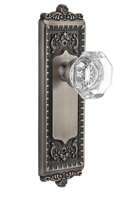 Grandeur Hardware - Windsor Plate Double Dummy with Chambord Knob in Antique Pewter - WINCHM - 821732