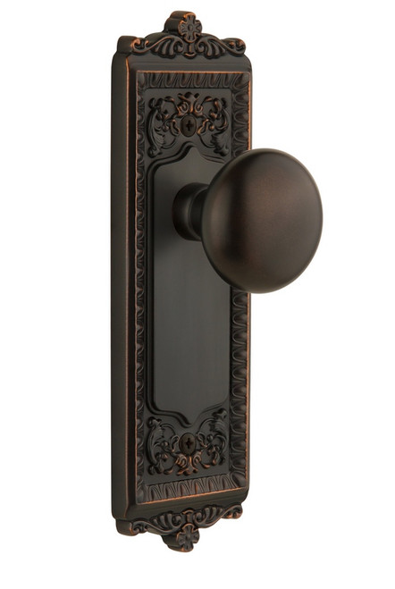 Grandeur Hardware - Windsor Plate Double Dummy with Fifth Avenue knob in Timeless Bronze - WINFAV - 821754